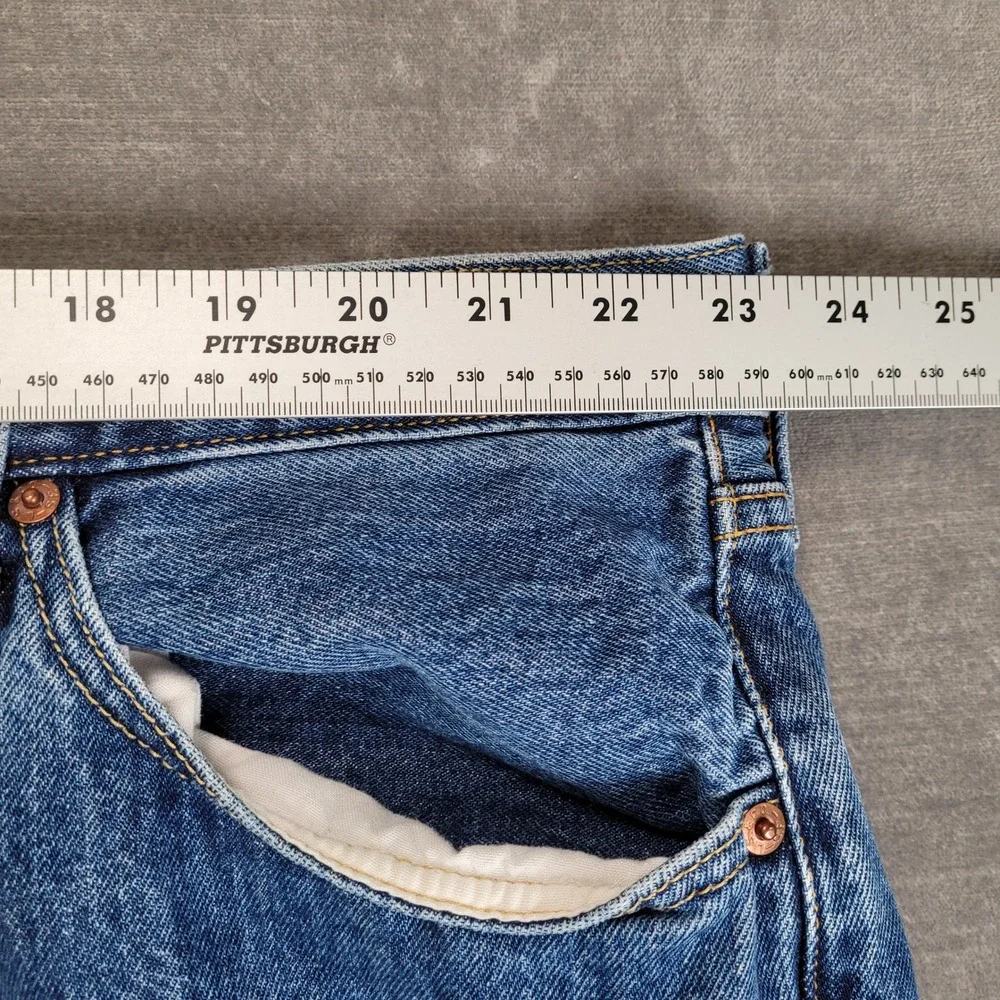 Levis 501 Vintage Straight Fit Jeans Mens Actual Sz 46x32 Blue Denim‎ Button Fly